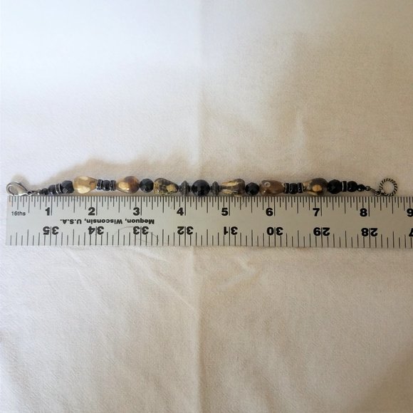 Teardrop Agate / Faceted & Smooth Onyx Bracelet - Picture 5 of 5